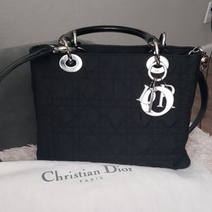 Lady Dior Nylon Cannage Shoulder Bag